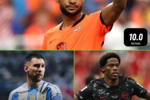 加克波获whoscored10分评价，与梅西、戴维并列，此前三届世界杯仅三人获此殊荣
