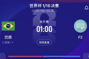 巴西1/16决赛将迎战F组第二，目前F组排名：荷兰第一，日本第二，瑞典第三