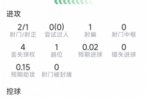 萨勒马科尔斯替补表现：进球1个，射中1次，射正1次，抢断1次，成功对抗3次